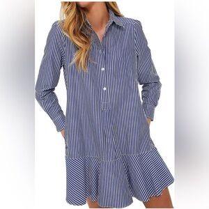 Blue and white striped dress